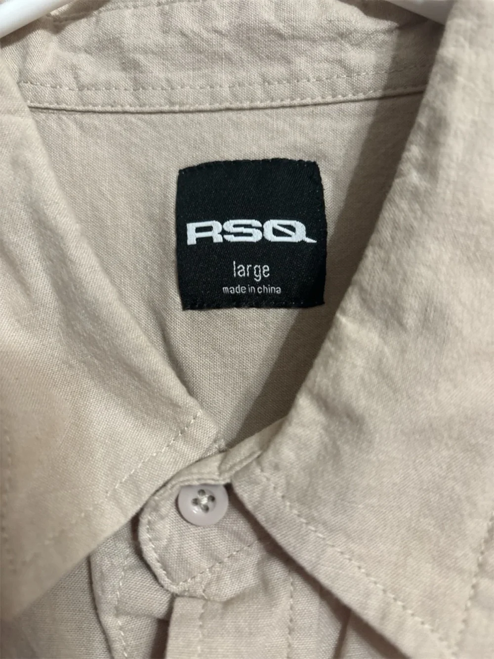 RSQ Short Sleeve Button-Down Shirt in Beige